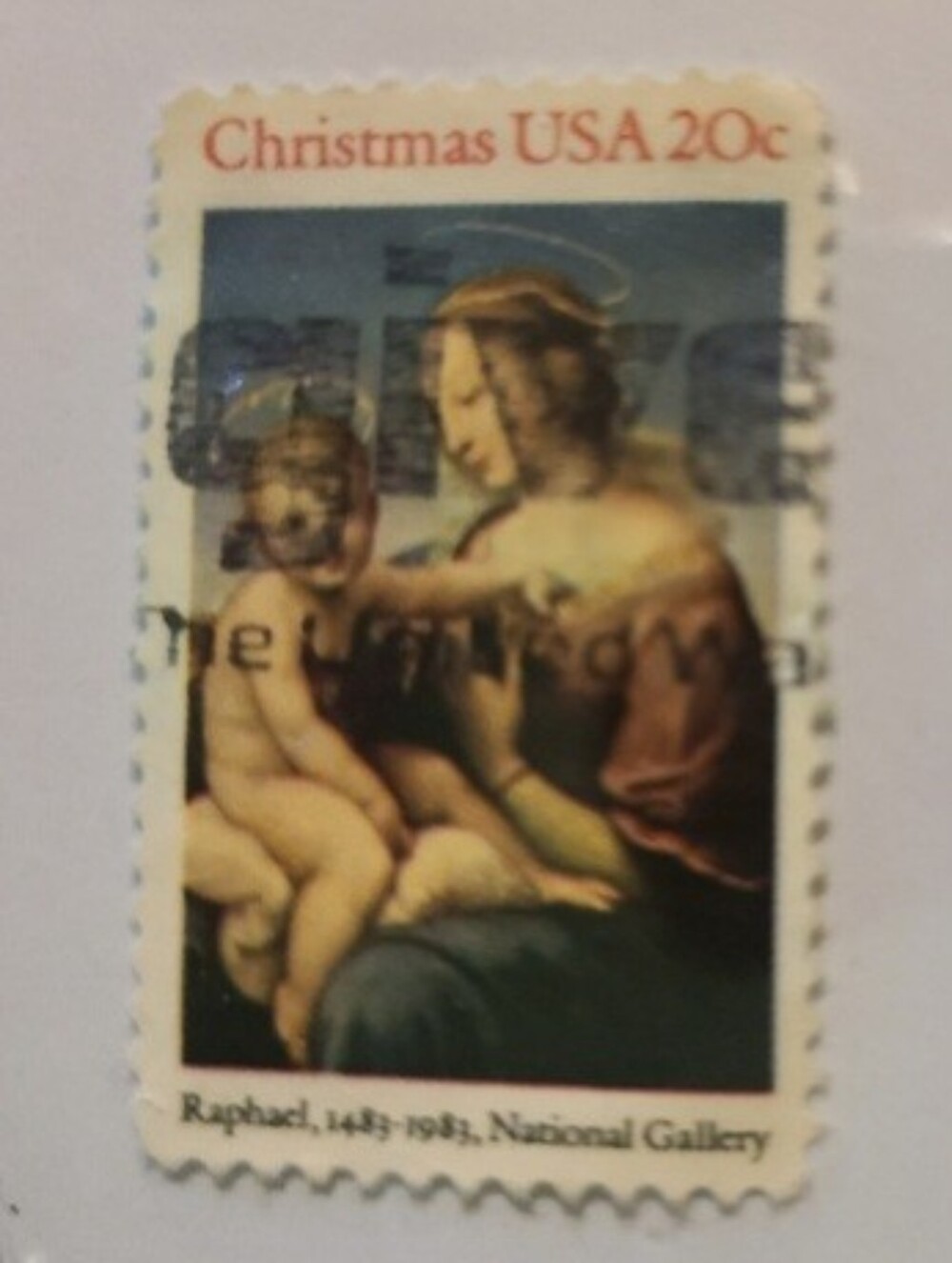 USPS 1983 Raphael Madonna and Child 20c Christmas Stamp